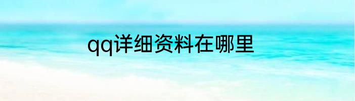 qq详细资料在哪里