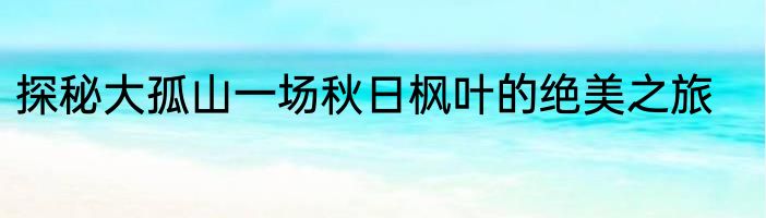 探秘大孤山一场秋日枫叶的绝美之旅
