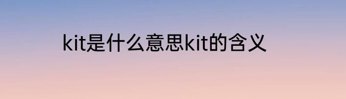 kit是什么意思kit的含义