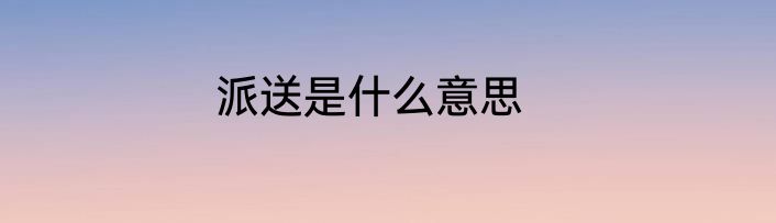 派送是什么意思