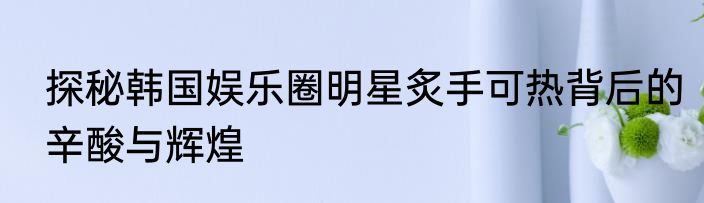 探秘韩国娱乐圈明星炙手可热背后的辛酸与辉煌