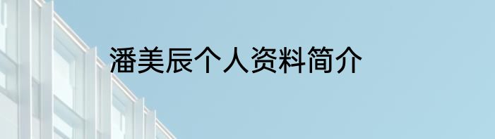 潘美辰个人资料简介