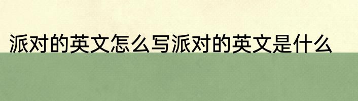 派对的英文怎么写派对的英文是什么
