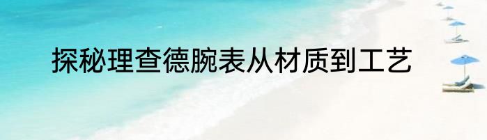 探秘理查德腕表从材质到工艺