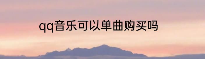 qq音乐可以单曲购买吗