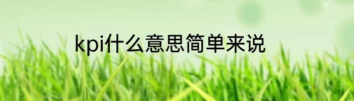 kpi什么意思简单来说