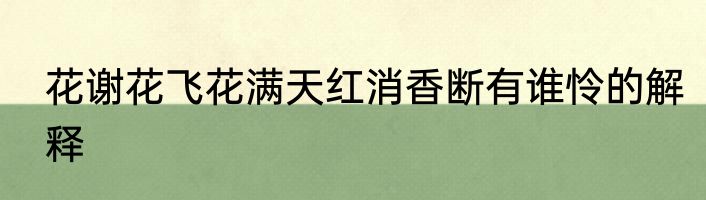花谢花飞花满天红消香断有谁怜的解释