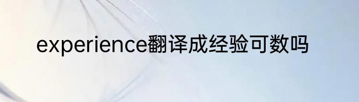 experience翻译成经验可数吗