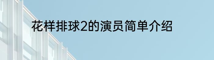 花样排球2的演员简单介绍
