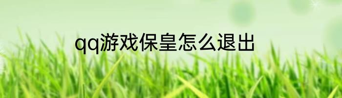 qq游戏保皇怎么退出