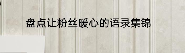 盘点让粉丝暖心的语录集锦