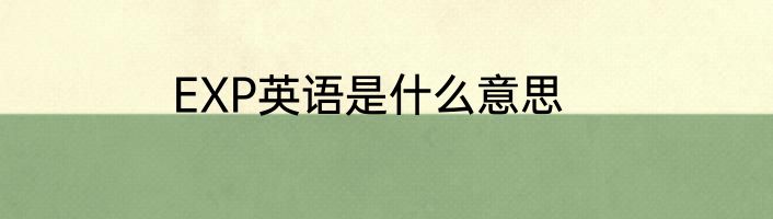 EXP英语是什么意思