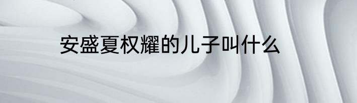 安盛夏权耀的儿子叫什么