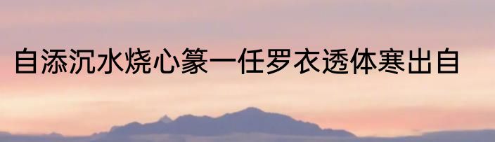 自添沉水烧心篆一任罗衣透体寒出自