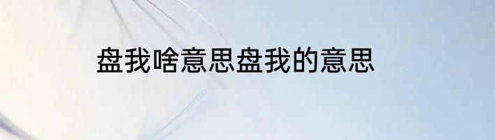 盘我啥意思盘我的意思
