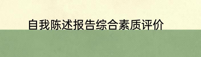 自我陈述报告综合素质评价