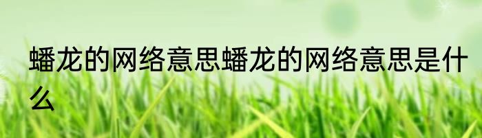 蟠龙的网络意思蟠龙的网络意思是什么