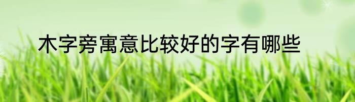 木字旁寓意比较好的字有哪些