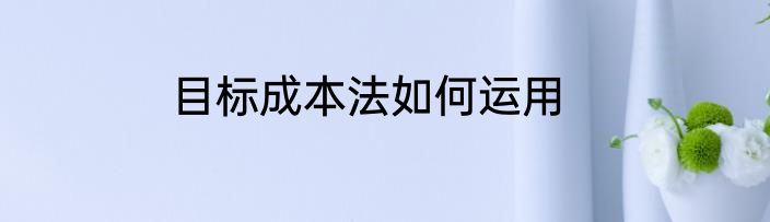 目标成本法如何运用
