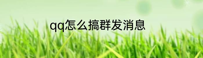 qq怎么搞群发消息
