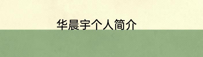 华晨宇个人简介