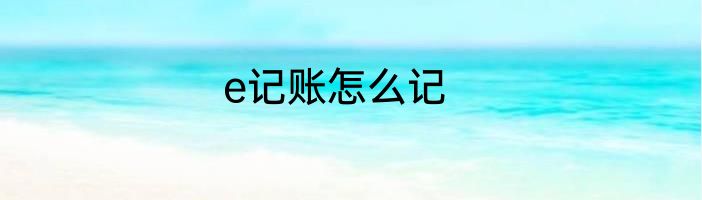 e记账怎么记