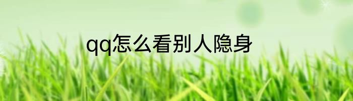 qq怎么看别人隐身
