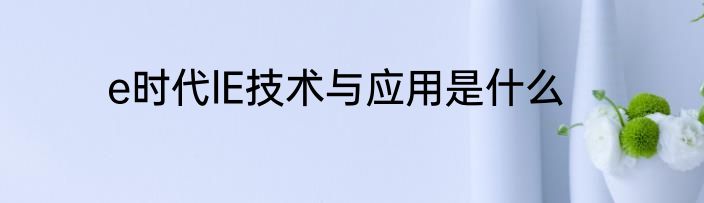 e时代lE技术与应用是什么