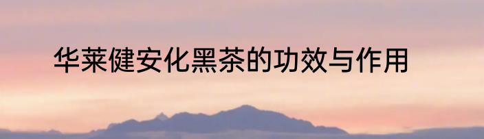 华莱健安化黑茶的功效与作用