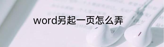 word另起一页怎么弄