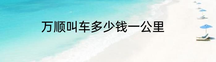 万顺叫车多少钱一公里
