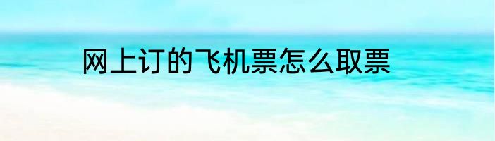 网上订的飞机票怎么取票