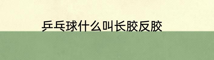 乒乓球什么叫长胶反胶