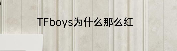 TFboys为什么那么红