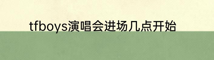 tfboys演唱会进场几点开始