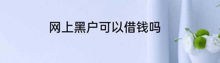 网上黑户可以借钱吗