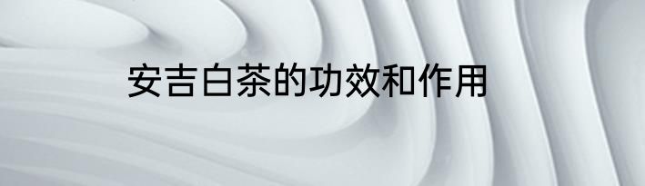 安吉白茶的功效和作用