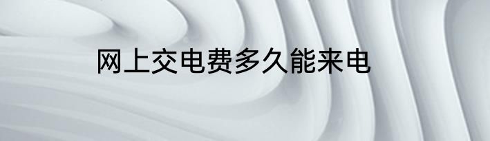 网上交电费多久能来电