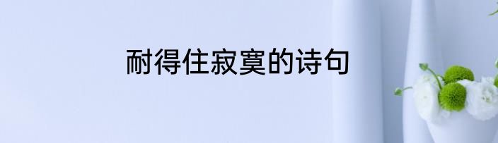 耐得住寂寞的诗句