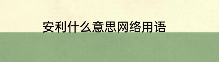 安利什么意思网络用语