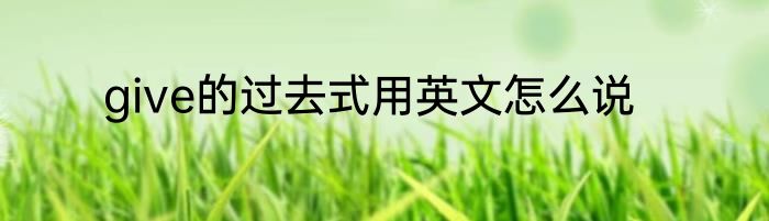 give的过去式用英文怎么说
