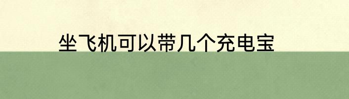 坐飞机可以带几个充电宝