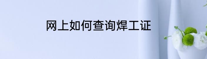 网上如何查询焊工证