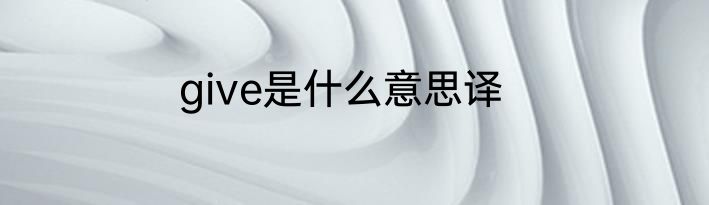 give是什么意思译