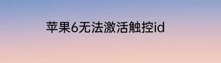 苹果6无法激活触控id