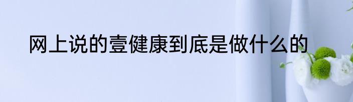 网上说的壹健康到底是做什么的
