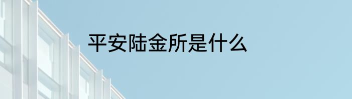 平安陆金所是什么