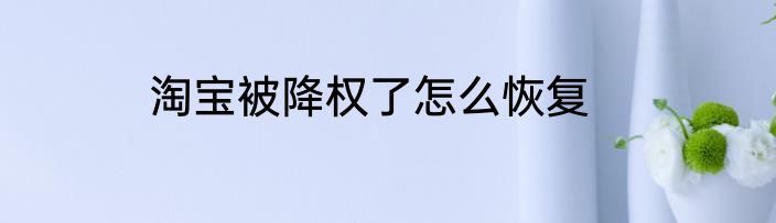 淘宝被降权了怎么恢复