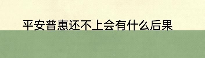 平安普惠还不上会有什么后果