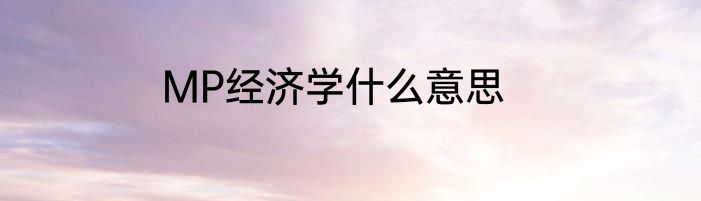 MP经济学什么意思